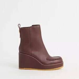 Coach Walnut Brown Genuine Leather Restored Brady Bootie Wedge Boot Size 8